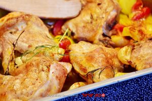 תפוחי אדמה ועוף ברוטב חרדל ודבש