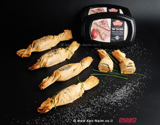 סוכריות פילו במוס כבד עוף בטטה וביצה של מעדני יחיעם