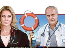 מנהל המחלקה לרפואה דחופה ב"הלל יפה"-חדרה, ד"ר ג'לאל אשקר וד"ר עדי קליין, מנהלת אגף ילדים ב"הלל יפה" ברקע: טביעה וגלגל הצלה | צילום: 123rfCom | עיבוד: Photolab | עיבוד צילום: שולי סונגו ©